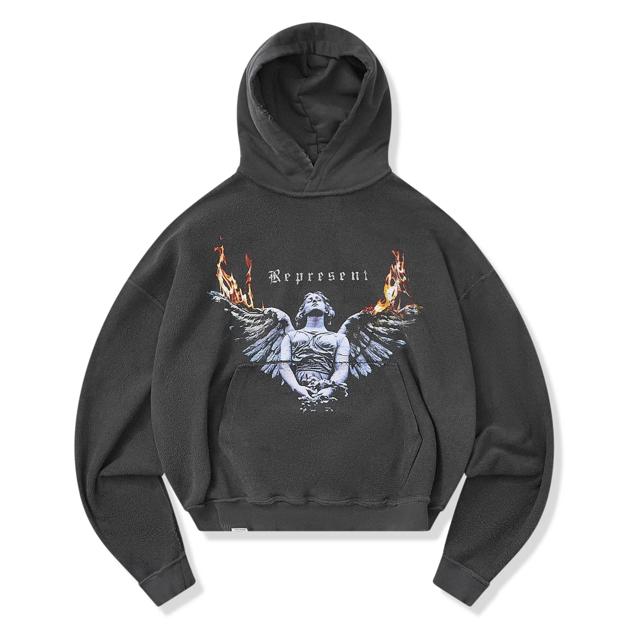 Reversible Front View of Represent Living Legacy Tour Reversible Grey Hoodie MLM100366-46